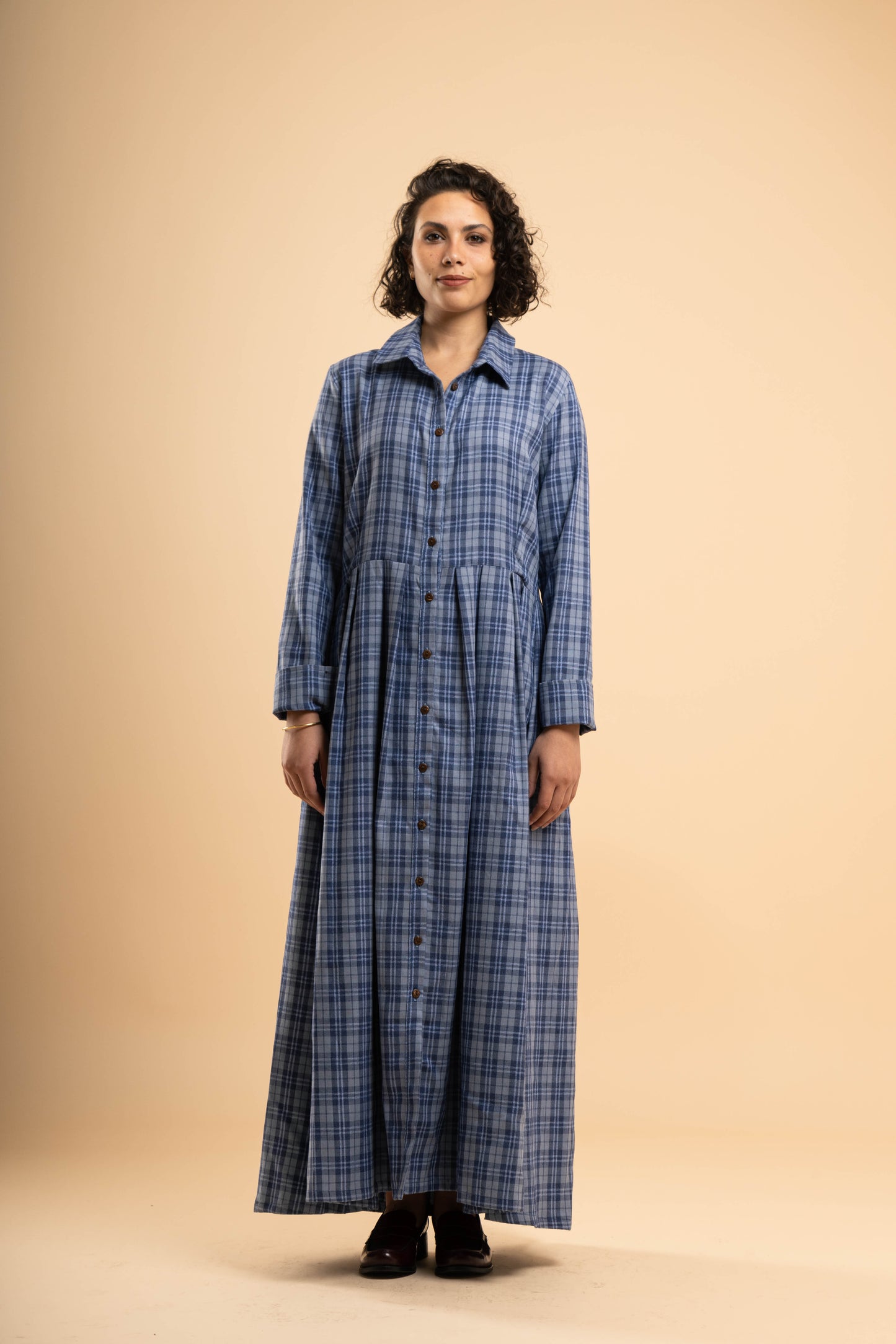 Blue Plaid Shirt Dress