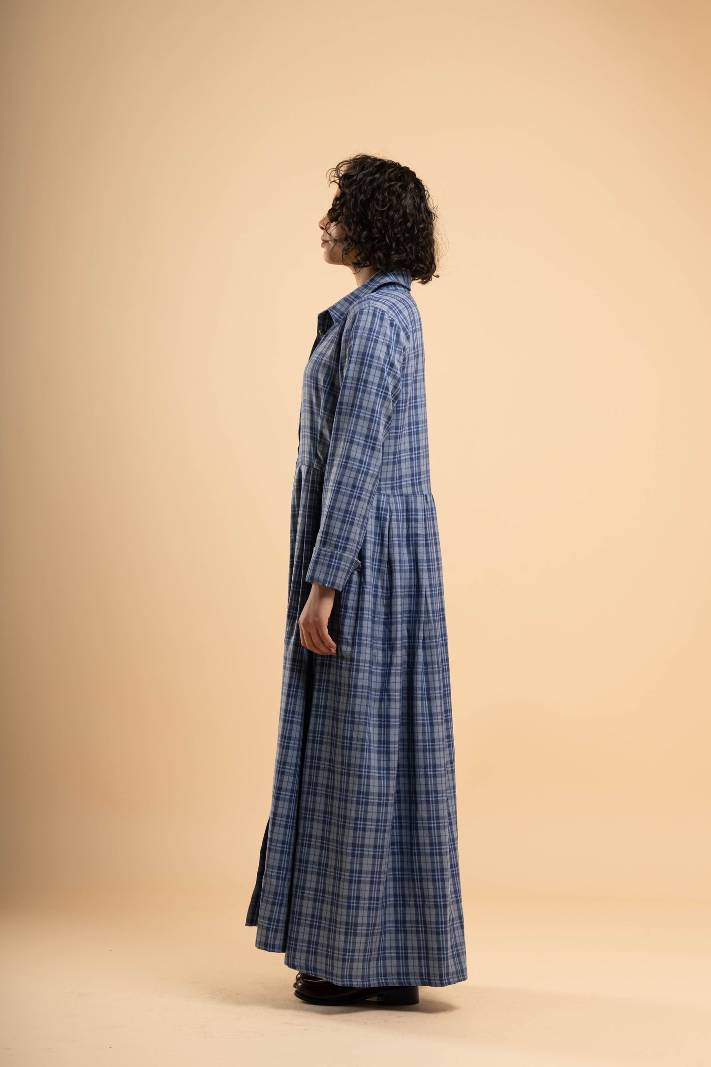 Blue Plaid Shirt Dress