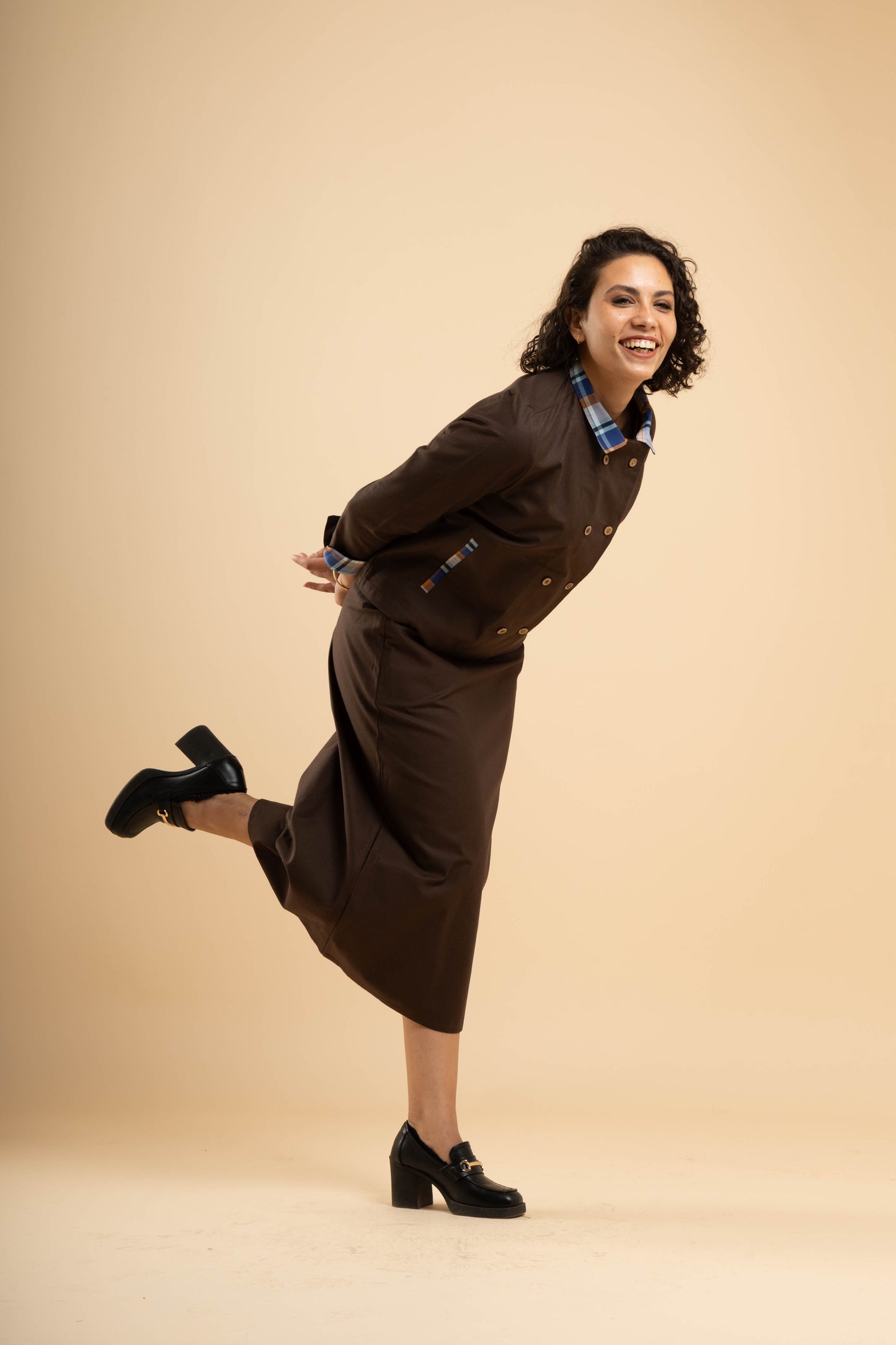 Gabardine Tailleur in brown