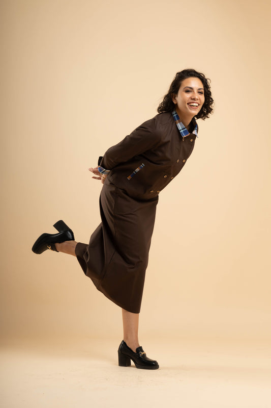 Gabardine Tailleur in brown